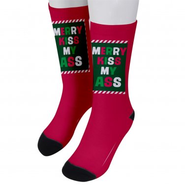 Socks men's crew merry kiss my ass christmas