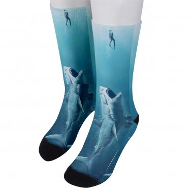 Socks men's crew shark jaws