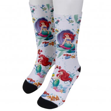 Socks men's crew the little mermaid ariel flounder