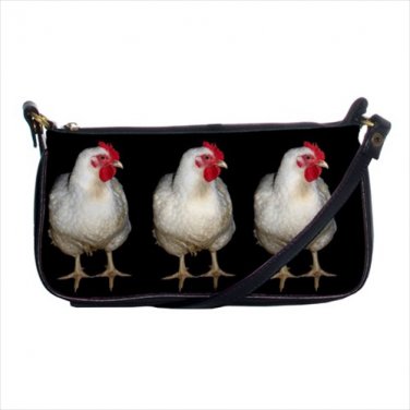 Shoulder clutch bag purse white chickens