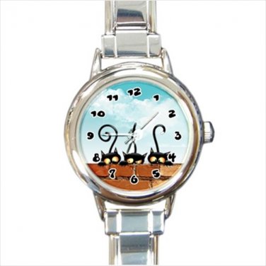 Italian Charm Watch Witch funny kitten black cats
