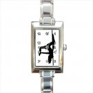 Pole Dancer Fitness Exotic Rectangle Italian Charm Watch