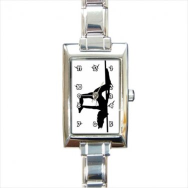 Pole Dancer Fitness Exotic Rectangle Italian Charm Watch