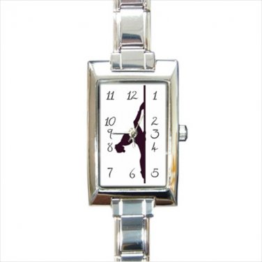 Pole Dancer Fitness Exotic Rectangle Italian Charm Watch