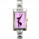 Pole Dancer Fitness Exotic Rectangle Italian Charm Watch