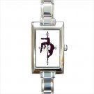 Pole Dancer Fitness Exotic Rectangle Italian Charm Watch