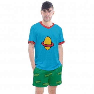 Men's mesh tee and shorts set as Charles Chuckie Finster Rugrats cosplay costume