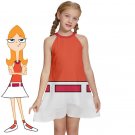 Kids' Halter Collar Waist Tie Chiffon Dress as Candace Flynn cosplay costume
