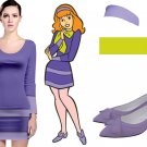 Cosplay Daphne Blake long sleeve dress shoes heels and accessories scarf headband sold separately