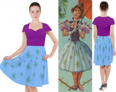 Cap Sleeve Dress as Sally Slater tightrope haunted mansion house alligator girl stretching room