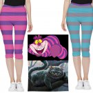 Women's as Cheshire cat Lightweight Velour Capri Leggings cosplay Halloween costume blue