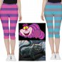 Women's as Cheshire cat Lightweight Velour Capri Leggings cosplay Halloween costume blue