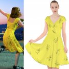 Cap Sleeve Front Wrap Midi Dress as Emma Stone La la land cosplay Halloween costume blue