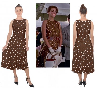 Dress inspired as Pretty woman Vivian Ward Julia Roberts brown white polka  dots