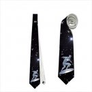 Necktie Silver Surfer humanoid alien with metallic skin surfboard superhero tie