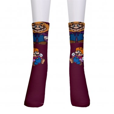 Socks men's crew Mario pumpkin head halloween