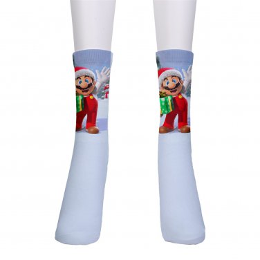men's crew Socks Christmas Mario