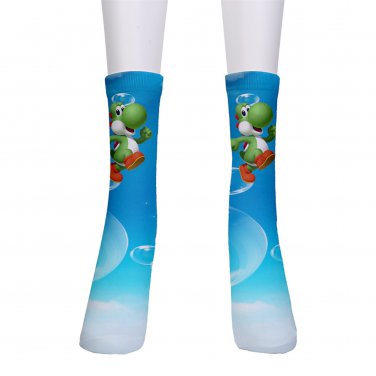 men's crew Socks Yoshi in the blue sky soap bubbles