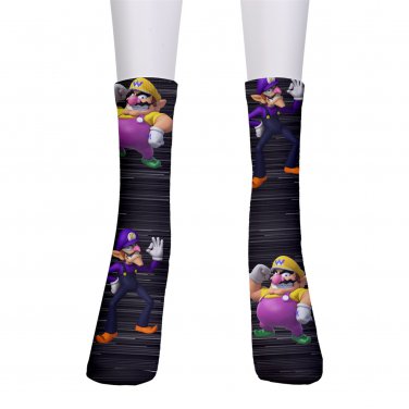 men's crew Socks Wario Waluigi