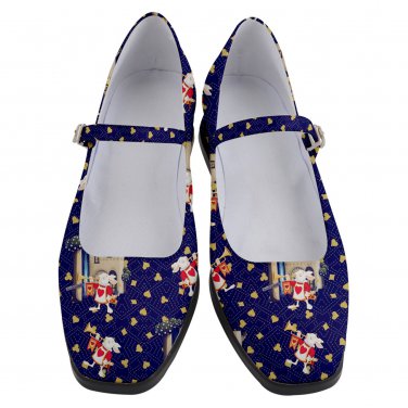 Mary Jane Shoes white rabbit trumpet playing cards Alice clubs hearts spades