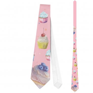 Necktie Tie cupcakes lover blueberries cherry pastry sweet shop