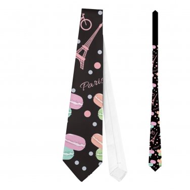 Necktie Tie french macarons tower Eiffel tour bicycles Paris souvenir