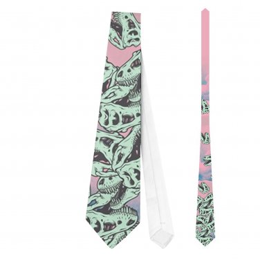 Necktie Tie dino heads skulls fossils dinosaur paleontologist paleontology