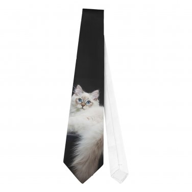 Necktie Tie white cat angora