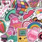 60 Pcs PVC Waterproof Pink Girls Fun Sticker Toys For Moto Car Suitcase Laptop