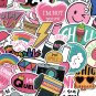 60 Pcs PVC Waterproof Pink Girls Fun Sticker Toys For Moto Car Suitcase Laptop