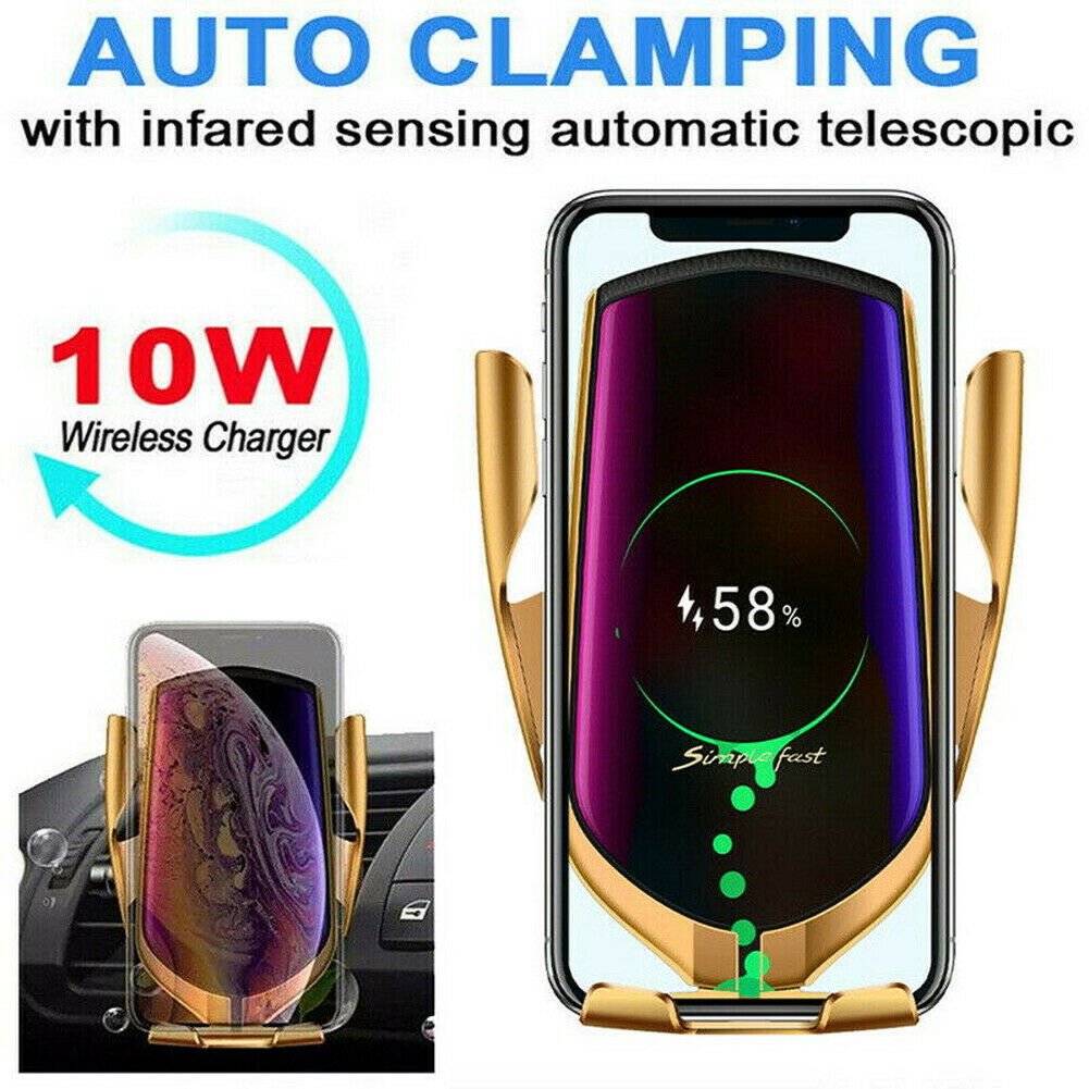 Maheswara Store USA 10W Wireless Automatic Clamping Smart Sensor Car Phone Holder Fast Charger A+ Go
