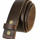 BS001 Full Grain Genuine Cowhide Leather Belt Strap 1-1/2" Wide "No Slot Hole" Size 32 Brown