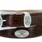 Bayside - Genuine Leather Italian Calfskin Designer Dress belt with Golf Conchos Size 52 Alligator B