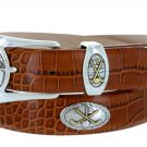 Bayside - Genuine Leather Italian Calfskin Designer Dress belt with Golf Conchos Size 34 Alligator T