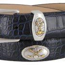 Bayside - Genuine Leather Italian Calfskin Designer Dress belt with Golf Conchos Size 44 Alligator N