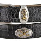 Bayside - Genuine Leather Italian Calfskin Designer Dress belt with Golf Conchos Size 44 Alligator C