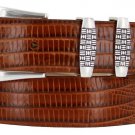 Jakarta - Italian Calfskin Genuine Leather Designer Dress Belt, 1-1/8" Wide Size 32 Lizard Tan