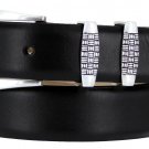 Jakarta - Italian Calfskin Genuine Leather Designer Dress Belt, 1-1/8" Wide Size 50 Smooth Black
