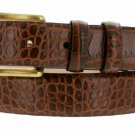 Arthur Genuine Italian Calfskin Leather Designer Dress Belt 1-1/8" Wide Size 38 Alligator Brown
