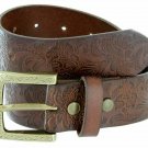 Genuine Full Grain Western Floral Embossed Leather Belt 1-1/2" Wide Size 32 Brown
