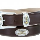 Bayside - Genuine Leather Italian Calfskin Designer Dress belt with Golf Conchos Size 46 Smooth Brow