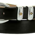 Tuscon Gold Italian Calfskin Leather Designer Dress Golf Belt 1-1/8" Wide Size 34 Smooth Black