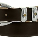 Tuscon Gold Italian Calfskin Leather Designer Dress Golf Belt 1-1/8" Wide Size 50 Smooth Brown