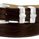 Art Deco - Genuine Leather Italian Calfskin Designer Dress Belt, 1-1/8 to 1 Wide Size 42 Lizard Brow
