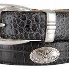 Golf Club - Italian Calfskin Genuine Leather Golf Conchos Designer Dress Belt Size 48 Alligator Char