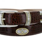Golf Classic - Italian Calfskin Genuine Leather with Conchos Golf Belt, 1-1/8" Size 52 Alligator Bro