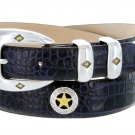 Presidential Gold Star - Mens Italian Calfskin Designer Dress Belt, 1-1/8" Wide Size 34 Alligator Na