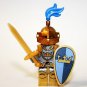 Building Block Gold and Blue Crusader Knight Castle soldier Minifigure