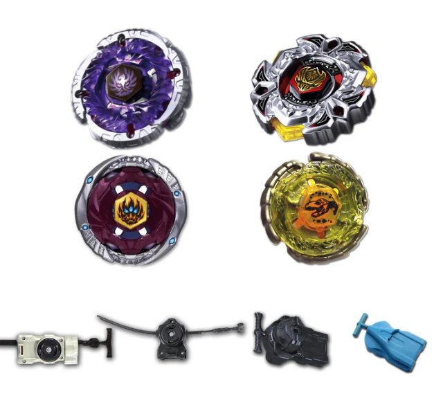 Beyblade 4 Pack Variares D:D BB-114, Nightmare Rex SW145SD B-132, Jade Jupiter S130RB BB-116