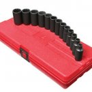 SUNEX TOOL 3/8" Dr. 13pc 12pt MetricSemi-Deep Impact Socket Set SU3338